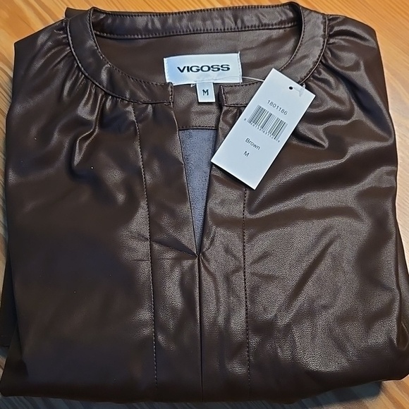 Vigoss Dresses & Skirts - Vigoss Brown Faux Leather Dress